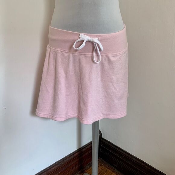 Playboy Pacsun Light Pink Terry cloth Skirt Drawstring y2k Stretch low Rise mini - Picture 5 of 8